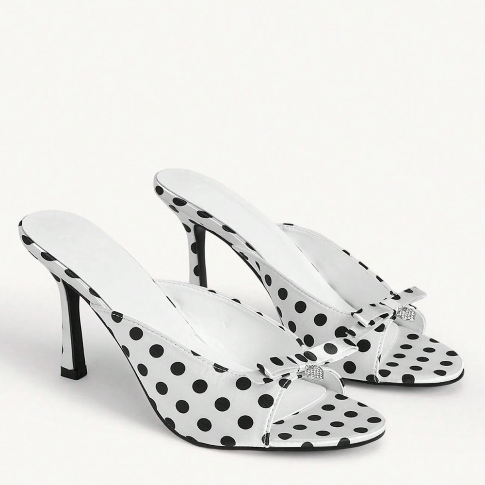 🆕 Satin Polka Dot Strap Bow Sandals